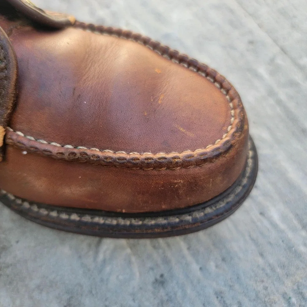VTG 1960s Cushioned Gold Bond Work Boots Leather‎ Moc Toe Hunting Mens Size 10.5